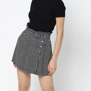 Mango Checkered Gingham Black and White Skort XS
